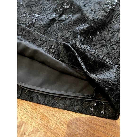 WHITE HOUSE BLACK MARKET Sequin Dress Size 14 Black Strapless Formal Cocktail - Picture 8 of 10